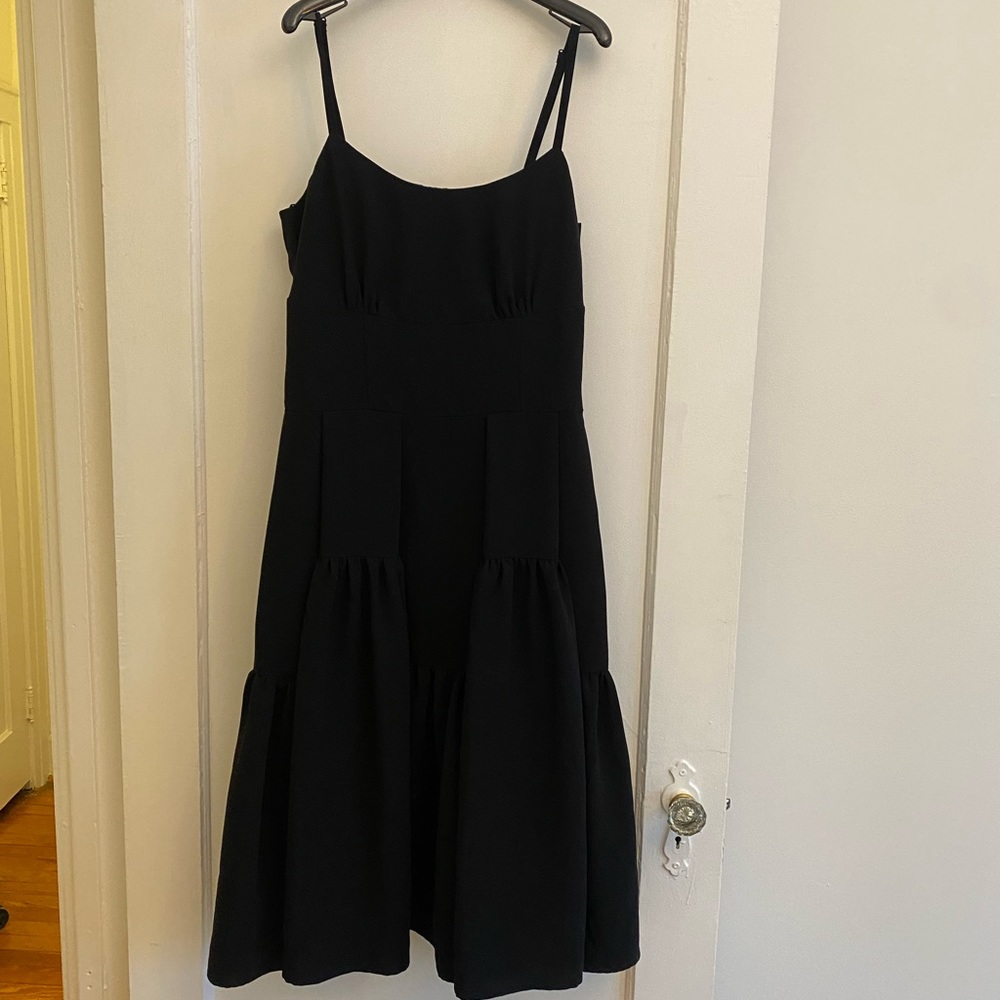Black Spaghetti Strap LBD Tiered Dress